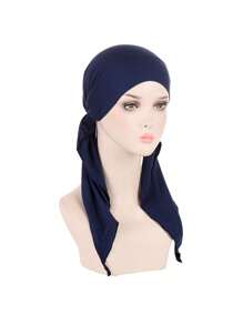 Women's New Arched Solid 2-Tail Hat Beanie, Simple & Convenient Headwear Hat, Solid Color 2-Horn Cap With Long Tail