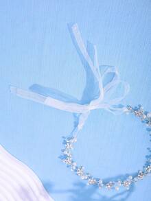 1件手工梅花造型新娘头饰，优雅 - 銀色 - 查看 4