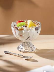 1pc/2pcs Ice Cream Tall Glass, Lotus Shaped Ice Cream Cup, Dessert Bowl, Milkshake Cup, Milk Tea Cup, Ice Cream Single Ball Cup, Reusable, Suitable For Summer Family Dessert Cup, Unique Gift For Family And Friends