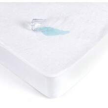 Protector de Colchón Impermeable para Camas Individuales, Matrimoniales y Semidobles de Algodón, Protector de Colchón de Rizo Suave con Esquinas, Hipoalergénico, Antiácaros y Antibacteriano, Color Blanco - Blanco - Ver 1