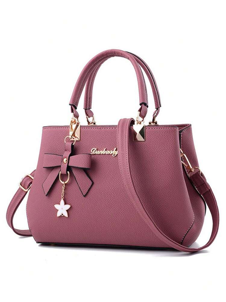 2 pièces/1 pièce Ensemble de sac à main et portefeuille de couleur unie pour femmes, en PU avec pendentif nœud papillon, fermeture éclair. Excellent cadeau pour la fête des mères/la Saint-Valentin. Sac fourre-tout, sac à bandoulière, sac besace élégant pour femmes, grande capacité. - Multicolore - Voir 19