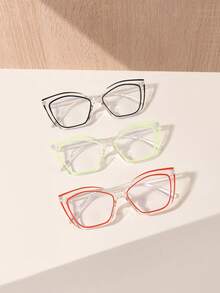 1/2/3 PCS Women's Acrylic Colorblocking Cat Eye Fashion Light Glasses For Daily Reading And Work Commute Use - 彩色 - 查看 13
