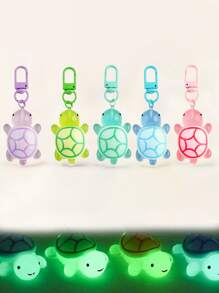 1 pièce/5 pièces Pendentifs multicolores lumineux de tortue, porte-clés pendentif animal, accessoires de sac, porte-clés de voiture, porte-clés, accessoires de porte-clés, porte-clés mignons, peuvent être fixés à des articles tels que des clés, des sacs, des téléphones portables, des accessoires de voiture, des breloques de sac, école, animal de dessin animé, gothique, Y2k
