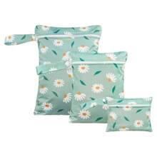 3pcs Cartoon Pattern Baby Diaper Wet Dry Bag/Storage Bag, Baby Bath Decor, Family Gift, Random Pattern Distribution