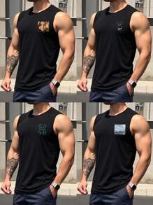 Customized Loose Breathable Lightweight Casual Tank Top For Men, Spring/Summer, Loose, Casual, Vacation, Outdoor, Festivals, Photo Customization, Personalized Graphics, Personalized Photo Customization, Men's Tank Top Spring/Summer, Upload Your Photo/Couple/Loved Ones/Pets/Friends/Landscape
