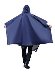 1 pièce Imperméable à capuche multifonction 3-en-1 unisexe, poncho en polyester enduit d'argent de style, coupe-vent, imperméable, anti-poussière, couleur unie pour la randonnée, le camping, la pêche