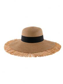 1 pezzo Cappello di paglia estivo da donna, cappello casual da spiaggia/protezione dal sole per fotografia, vacanze