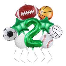 1 Set de globos de papel de aluminio con temática deportiva: fútbol, baloncesto, fútbol americano, golf, béisbol, voleibol. Decoración para fiesta de cumpleaños con temática deportiva