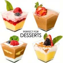 5/10/20 pièces Coupes à dessert en plastique transparent avec cuillère, mini-coupes à amuse-gueule en plastique, petits verres transparents, bols à pudding, convient pour les fêtes, les mariages, la Saint-Valentin, Noël, les dégustations de mousses de fruits et de crèmes glacées, les coupes à dessert, les cadeaux quotidiens