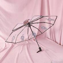 1pc Brown Puppy Printed Foldable PVC Umbrella, Suitable For Travel, Commuting, Windproof Waterproof, Photo Shooting, Art, Gift, Princess Style,Unisex,Multiple Colors Available Summer Cooling,Beach,Travel