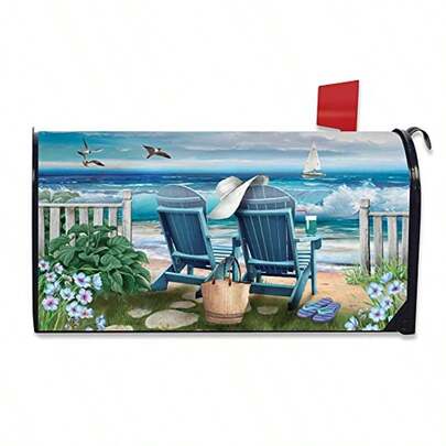 Summer Sea And Chair Mailbox Covers Mailbox Covers Magnetic Standard Size 21x18 In Waterproof Mail Box Wraps Post Letter Box Covers Garden Yard Home Decor For Outdoor