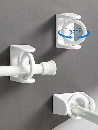 360° Rotating Acrylic Wall Hook For Bathroom Towel, Robe, Clothes - Adhesive Mounting, Adjustable Shower Curtain Rod, Extendable Pole For Kitchen Cabinet, Cupboard, DoorChristmas Decor