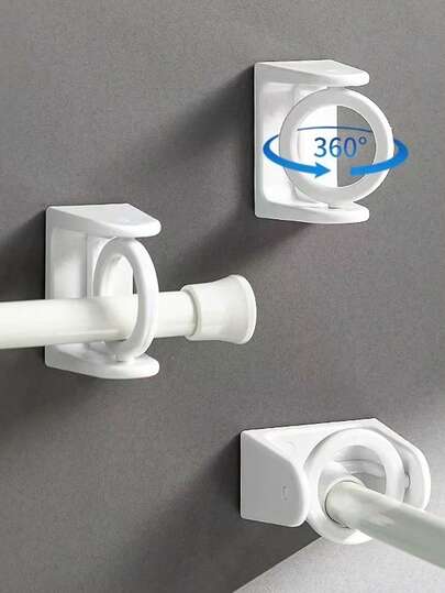 360° Rotating Acrylic Wall Hook For Bathroom Towel, Robe, Clothes - Adhesive Mounting, Adjustable Shower Curtain Rod, Extendable Pole For Kitchen Cabinet, Cupboard, DoorChristmas Decor