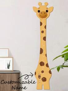 1PC Personalized Wood Height Ruler, Wooden Giraffe Growth Chart Ruler, Customized Children's Name, Wooden Measuring Ruler For Children's Room Decoration/Children's Height Indoor Altimeter, Decoration Items Refresh Your Home - Multicolor - View 1
