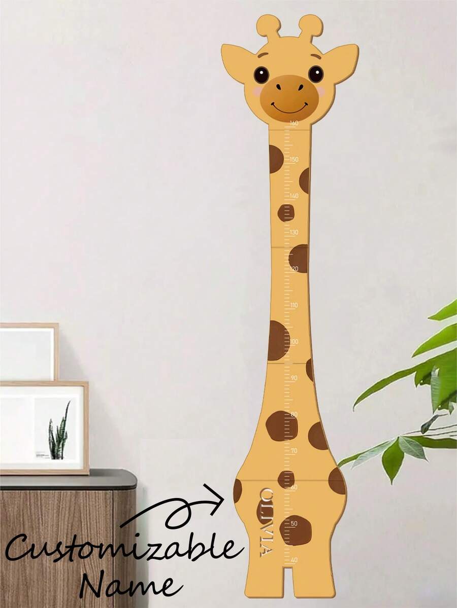 1PC Personalized Wood Height Ruler, Wooden Giraffe Growth Chart Ruler, Customized Children's Name, Wooden Measuring Ruler For Children's Room Decoration/Children's Height Indoor Altimeter, Decoration Items Refresh Your Home - Multicolor - View 1