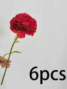6pcs Short Stem Artificial Carnation Flowers, Lifelike Carnations | Polyester Material | Flexible Iron Wire Stem | Suitable For Home Decor, Living Room, Kitchen, Dining Table, Holidays, Weddings, Engagements, Office Decorations, Valentine's Day, Thanksgiving, Mother's Day, Spring/Summer Decorations