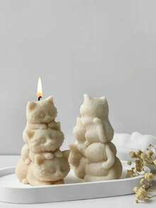 1 件猫硅胶模具，手工艺术配件，层压宠物猫狗硅胶模具，DIY 家居艺术配件，揉捏音乐，香薰，蜡烛，石膏制品，适用于 DIY 手工礼品 - 白色 - 查看 5