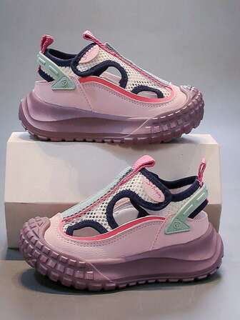 Children's Fashionable Sports Sandals, High-End & Elegant, Breathable Hollow Design, Soft & Comfortable, Suitable For All Seasons, Fashionable Colorblock Design