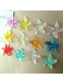 12pcs Colorful Starfish - Made Of Plastic, Oval Shaped, Suitable For Whiteboard And Fridge Decoration For Kitchen & Office, Ocean Themed Home Decor, Office Supplies| Starfish Magnets| Plastic Magnets, Magnetic Decorations