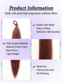 1-2 件装 26 英寸深棕色 DIY 编发接发 | 女士合成 Yaki 直发耐热蓬松马尾辫 | 适合万圣节、圣诞节、节日派对 - 深棕色 - 查看 6