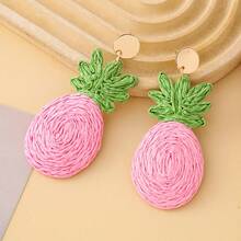 1 Pair Handmade Raffia Pineapple Earrings - Multicolor - View 4