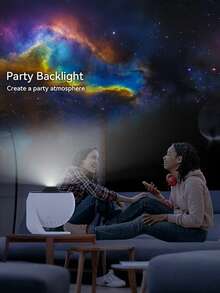 1 件装饰性星系和太空投影仪 - USB 供电哑光塑料星空投影仪，配有 13 个可更换光盘、定时器功能、自动旋转模式、可调节卧室速度设置、可作为礼物、按钮控制 - 彩色 - 查看 4