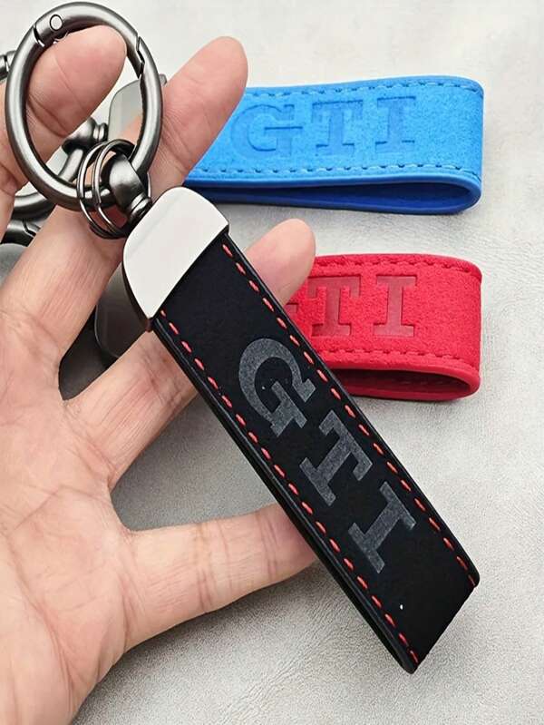 Suede & Leather GTI Keychain, Car Keyring For Golf 4/5/6/7/8, MK4/MK5/MK6/MK7/MK8 GTI Accessories