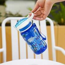 1pc 600ml/21OZ Transparent Cartoon Printed Straw Cup, 3D Anime Design Portable Plastic Water Bottle, Kids Straw Cup, Outdoor Sports Water Bottle, Picnic, Camping, School, Hiking, Travel, Gift