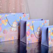 1pc Unicorn Paper Gift Bag, Tote Bag, Party Favor Bag, Shopping Bag, Valentine's Day Gift Wrap Bag, Comes With 2-Color Ribbons, For Snacks & Accessories
