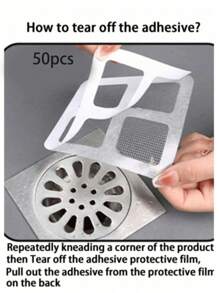 50pcs/30pcs/10pcs/5pcs Disposable Bathroom Sink Hair Catcher, Self-Adhesive Drain Cover, Reusable Shower And Bathtub Hair Catcher, Easy To Install Drain Filter Stickers For Kitchen Sink, Laundry Room, Effectively Block Hair And Prevent Insects, Bathroom Cleaning, Disposable