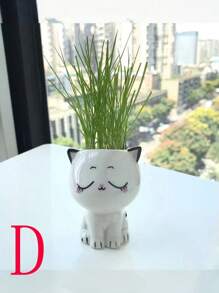 1 pezzo Vaso da fiori in ceramica a forma di gatto in miniatura, vaso da piante in stile cartoni animati carino, vaso da scrivania per piante grasse, decorazione da scrivania fai-da-te, regalo ideale per adolescenti, scuola, festival, feste, decorazione per la casa, vaso, decorazione per la stanza, vaso da fiori, vaso in vetro