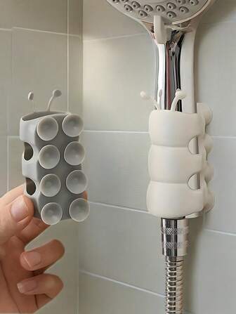 Estante de ducha universal tipo oruga con ventosa, asiento fijo móvil, instalación sin perforación y base ajustable para cabezal de ducha, accesorios de baño, calentador de agua con ventosa, soporte portátil para cabezal de ducha, herramienta de baño, organizador de baño