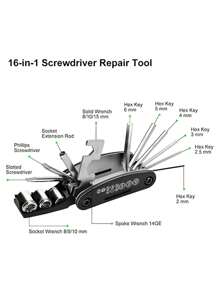 16 In 1 Portable Multifunctional Bicycle Repair Tool Set, Hexagonal Spoke Riding Screwdriver Tool, Mountain Bike Repair Tool