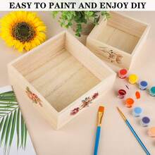 1/4pcs Unpainted Wooden Desktop Storage Box, Square Retro Small Wooden Box Crafts Storage Box, Suitable For Storage, Home Decor, Art Collection, Desktop Decor, Succulent Planter, Drawers, DIY Crafts - Multicolor - View 6