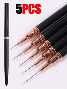 Set de 5 brochas profesionales de delineador de esmalte de uñas, 5 brochas pequeñas para técnicas de diseño de esmalte de uñas, línea fina, raya, de Body ajustado de 7/9/11/15/20mm, lápiz para dibujar en uñas (Negro)