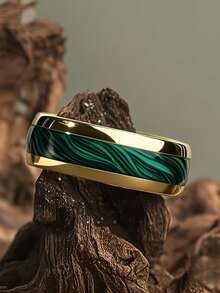 1 件 [Everyday Elegance] 男士时尚钛钢结婚戒指，8 毫米不锈钢时尚风格戒指，仿绿松石图案，情人节珠宝 - A - 查看 4