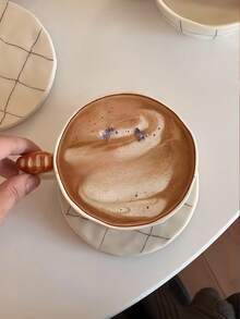 1 件简约优质咖啡杯碟套装，创意大容量马克杯，优雅适合下午茶和甜点，家用饮水杯 - 彩色 - 查看 8