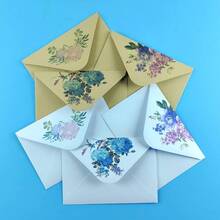 10/20/50 件优雅简约清新白色信封，带有牡丹和紫藤花卉图案，高端卡片，明信片，学校邀请函 - 彩色 - 查看 3