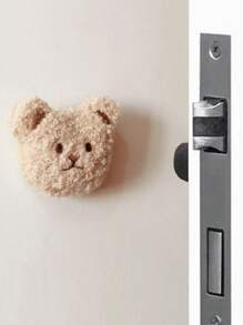 1pc Cute Bear Design Wall Protector, Soft Bumper Door Handle Collision Guard For Baby & Kids Room Decor, Bedroom