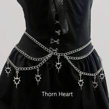 Punk Goth Steam Punk Five-Pointed Star Waist Chain, JK Accessory Skirt Chain, Subculture Waist Belt, Y2K Summer, School Fall, Autumn, Halloween