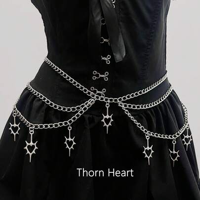 Dây thắt lưng hình ngôi sao năm cánh phong cách Punk Goth Steam Punk, Dây thắt lưng váy phụ kiện JK, Thắt lưng Subculture, Mùa hè Y2K, Mùa thu trường học, Mùa thu, Halloween