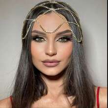 Bohemia Hollow Rhinestone Mesh Headpiece Wedding Head Chain Jewelry For Women Luxury Crystal Headband Head Cap Hat Hair Accessories - Style 2 - View 1