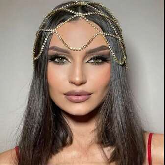 Bohemia Hollow Rhinestone Mesh Headpiece Wedding Head Chain Jewelry For Women Luxury Crystal Headband Head Cap Hat Hair Accessories