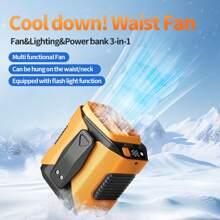 Portable Waist Fan, Waist Clip Portable Personal Body Fan,Rechargeable Hands-Free Neck Fan With 17500 RPM Strong Airflow, 100 Adjustable Speeds, LED Display, Lightweight Design, Perfect For Outdoor, Jobsite, Hiking, Camping Summer Cooling,Beach,Travel