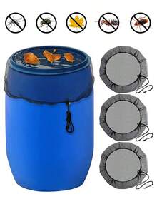 1pc Rain Barrel Mesh Cover, Water Collection Buckets Net, Rain Barrel Netting Cover With Adjustable Drawstring, Filter Screen For Outdoor Garden Rain Barrel Accessories Prevent Mosquitoes, Fallen Leaves And Other Debris From Entering The Bucket - Black - View 8