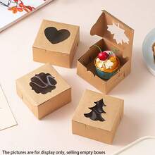 10pcs Kraft Paper Gift Box, Candy Box, Baking Cake Box, Pastry Donut Box, Macaron Packaging Box - Multicolor - View 1