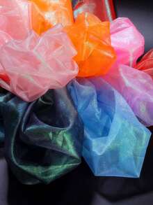 1 pièce Tissu de tulle organza irisé couleur sirène ciel étoilé, Tissu de tulle scintillant prédécoupé pour le DIY, les costumes de scène, la décoration de fête - Multicolore - Voir 4