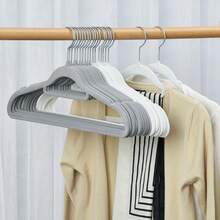 5/10pcs Flocked Non-Slip Clothes Hangers, Professional Organizer Use, Home Garment Rack, Extra Thin Kids Hangers, Wardrobe Storage - Multicolor - View 3