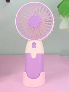 1 pieza Ventilador portátil y mini USB, color de macarrón, apariencia elegante, flujo de aire fuerte, bajo nivel de ruido, 5M de distancia de enfriamiento, adecuado para verano, campamento al aire libre, viaje, playa, oficina y escuela - Multicolor - Ver 13