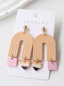 1 Pair Acrylic Faux Soft Clay Painted Pencil & Geometric Earrings, Cute Back To School/Graduation/Teacher's Day Party Gift - Pencil - View 4
